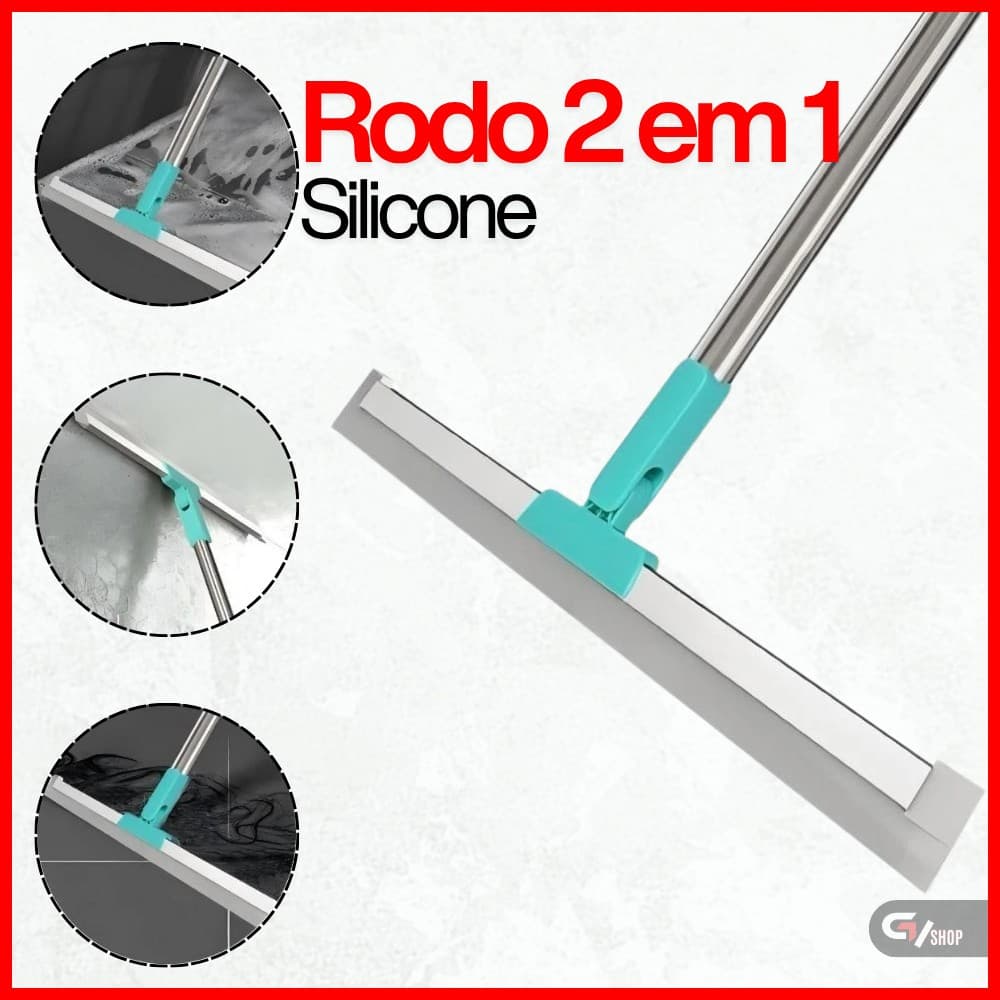Rodo de Silicone Para Limpeza de Piso Vidros Com Gancho Secos e Molhados Uso Duplo Vassoura Mágica