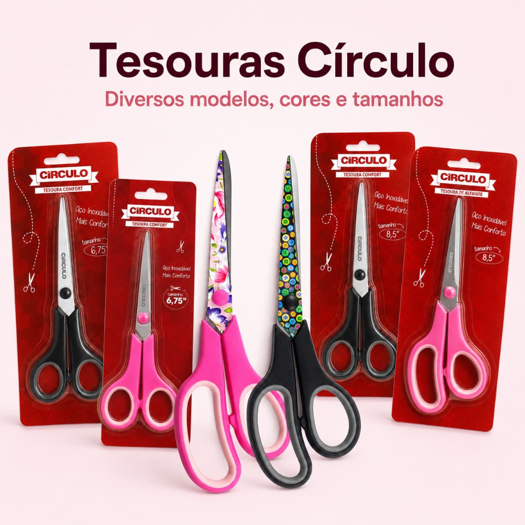 Tesoura Círculo Modelos Variados | Uso geral | Alfaiate | Comfort