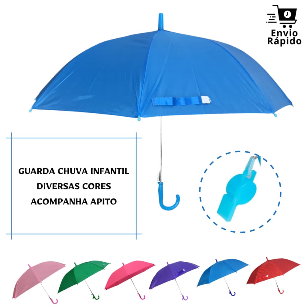 KIT 25 ou 50 Guarda Chuvas Infantil | Sombrinha | Menino | Menina | Automático com Apito