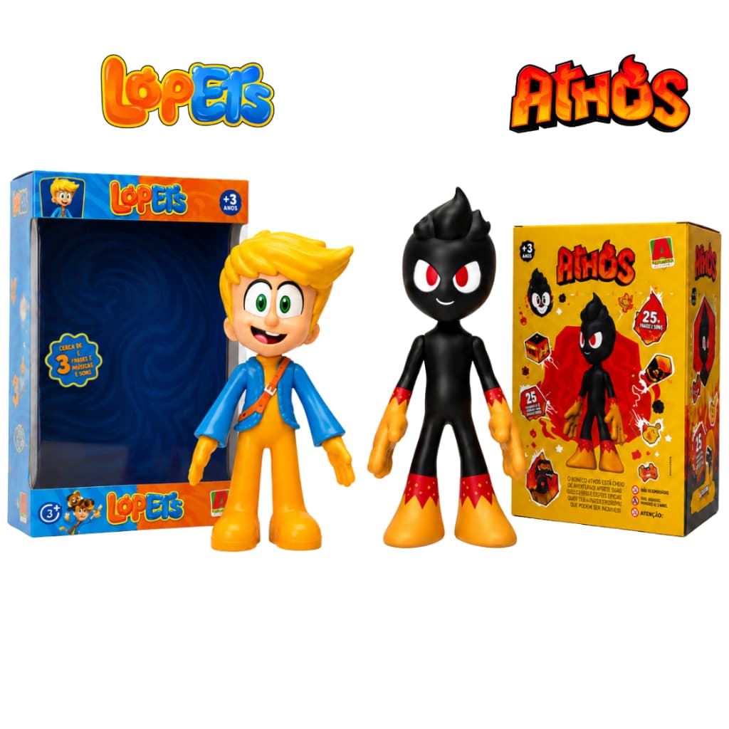 Bonecos Kit  Athos e Lopers 25cm Vinil Youtuber Gamer Original Craft