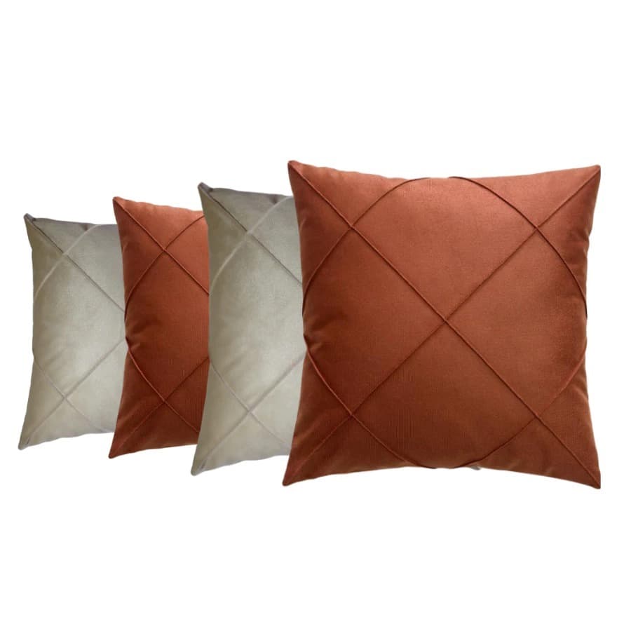 Kit 4 Capas de Almofada Suede Aveludada Drapeada Costura Cruzada 45 x 45cm Premium