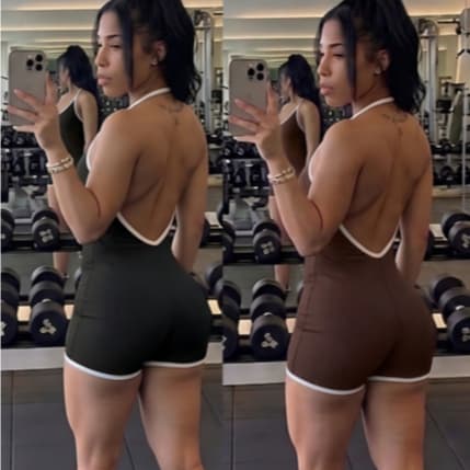 Kit 2 Macaquinho Feminino Alça Fina Fitness Academia Suplex Premium Macacão Treino Alcinha Transparência Modelador