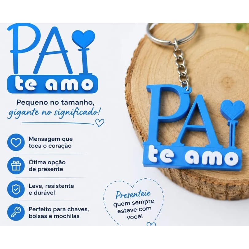 🔑 Chaveiro Dia dos Pais | Presente Criativo | Lembrança Especial | Impressão 3D