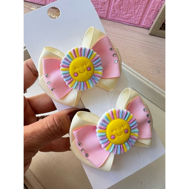 Par de Laços Sol Infantil Presilha de Cabelo Menina