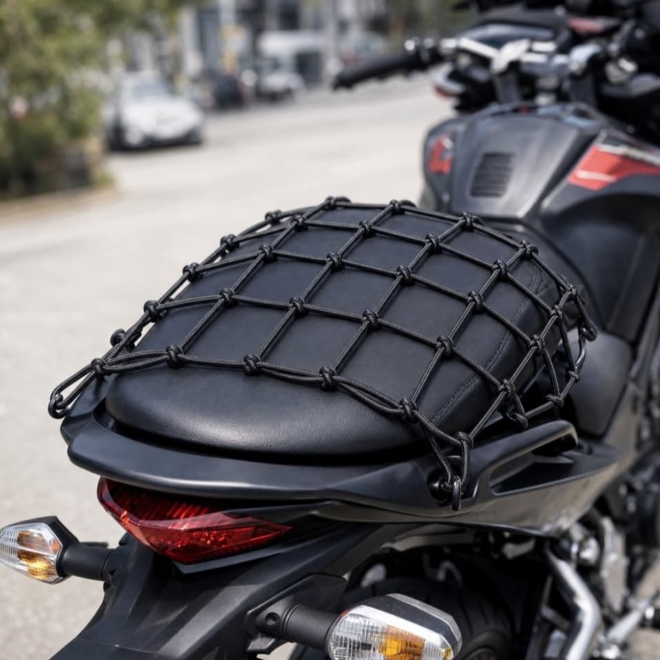Rede Aranha Redinha Elástica Moto Para Prender Capacete Bagageiro Baú Carga Com Ganchos Resistente