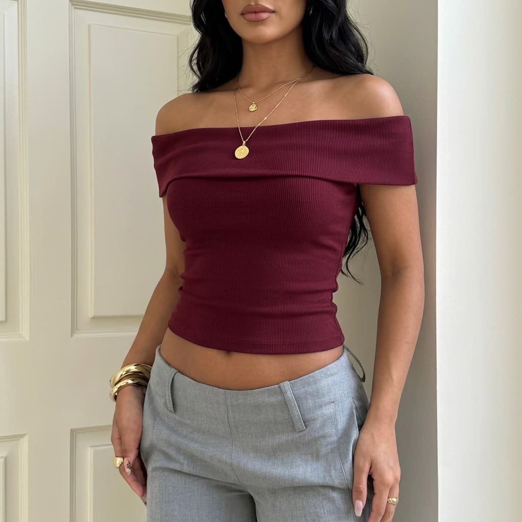Blusa Feminina Ombro a Ombro Ribana De Algodão Tomara que Caia
