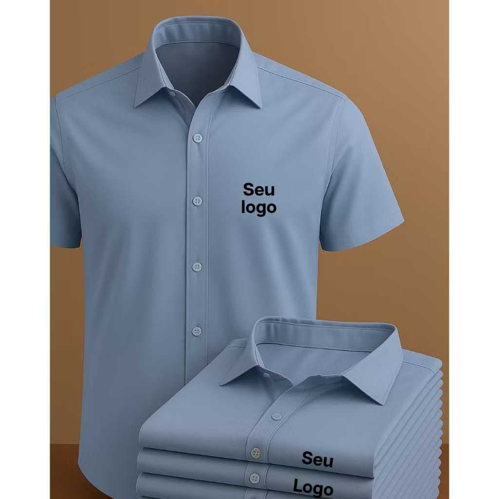 Kit de 2 a 5 Camisa Social Classic Tradicional (Unissex) – Bordado Personalizado (Uniforme Profissional)