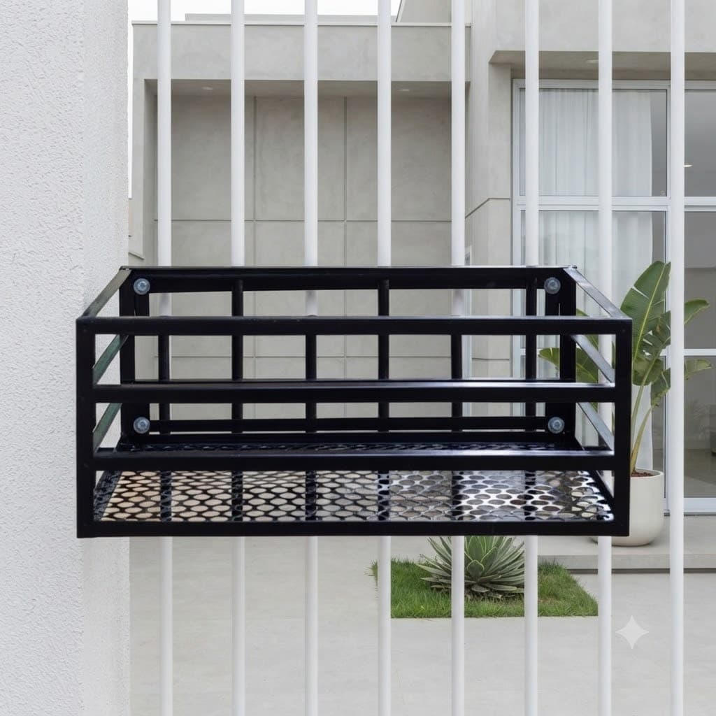 LIXEIRA REFORÇADA PARA PAREDE MURO GRADE COR PRETA INCLUSO PARAFUSOS ARRUELAS CAPACIDADE 30 L