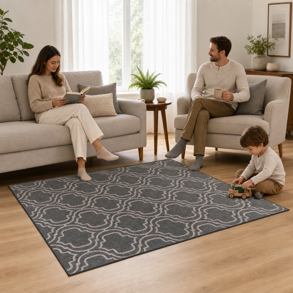 Tapete Sala Antiderrapante Jacquard Dara Premium 100x150 Luxo