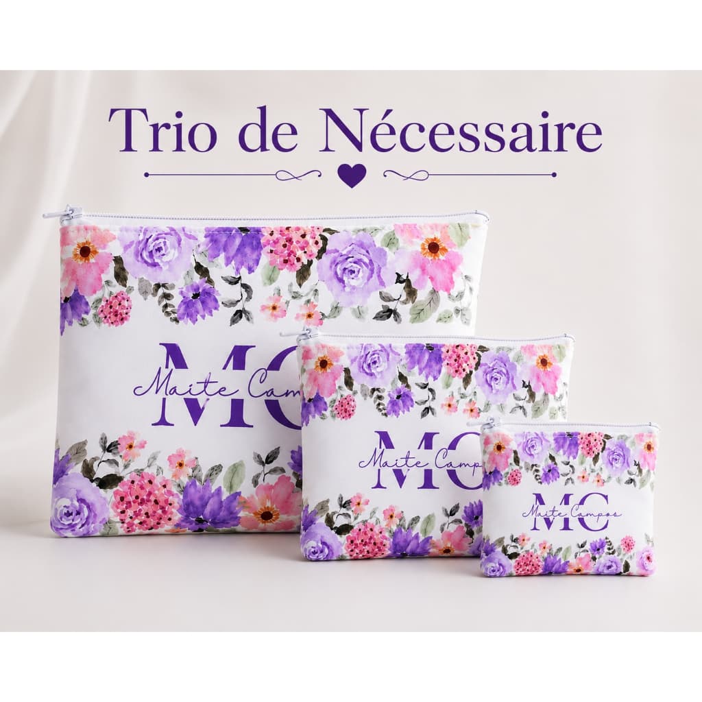 Kit Trio de Necessaire Personalizada c/ Nome, Logo, Festa Aniversário Lembrancinha