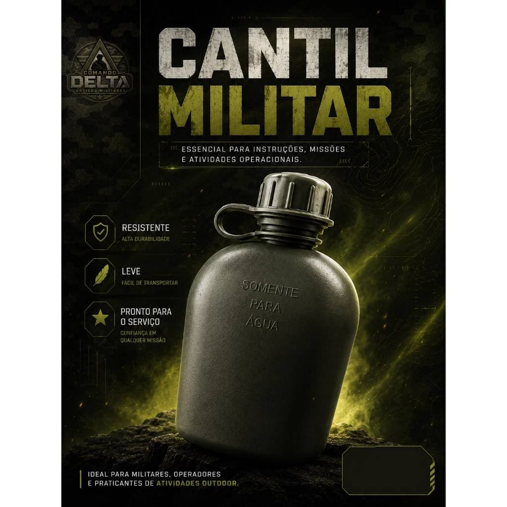 Kit Cantil Militar Completo 500ml + Porta Cantil Tático em Nylon Resistente Ideal para Exército