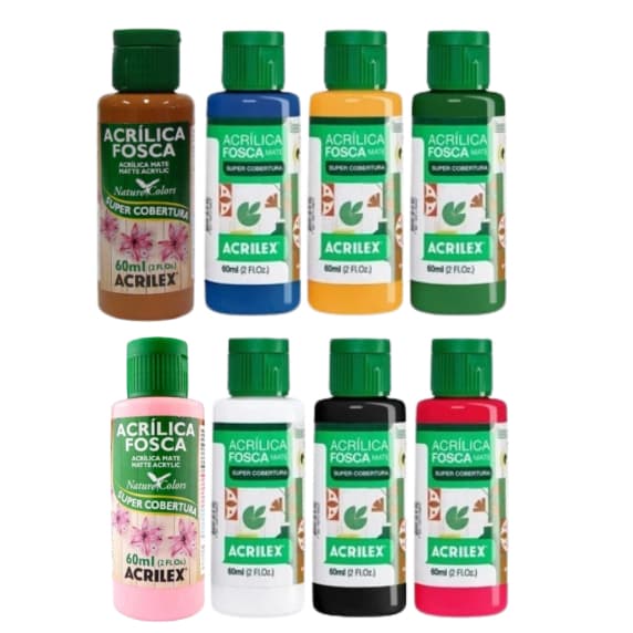 Tinta Acrílica Fosca 60ml Acrilex - Kit 8 Cores eou a 1 unidade