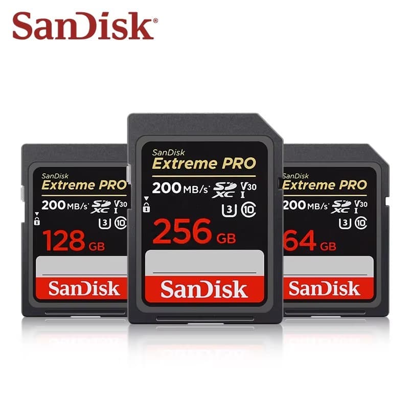 Cartão de Memória SanDisk Extreme Pro SDXC 32GB 64GB 128GB U3 V30 200MB/s Classe 10 4K UHD