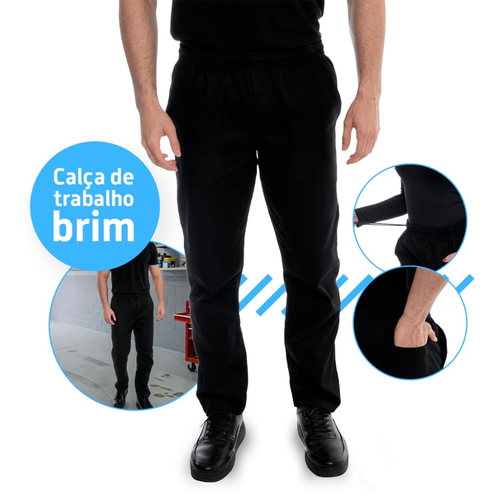 Calça de Brim Reforçada Trabalho Uniforme Unissex Profissional Buscape Uniformes