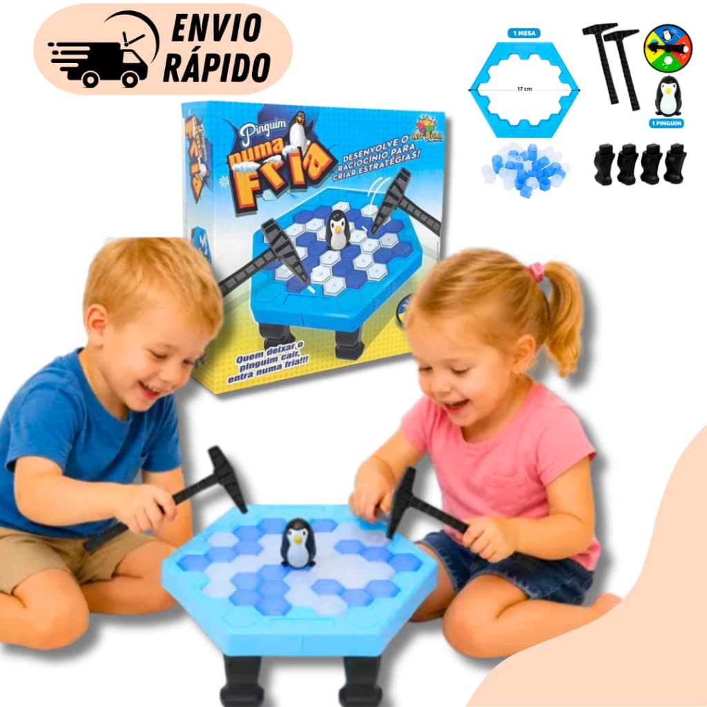 Jogo do Pinguim Quebra Gelo 32 PÇ Jogo Tabuleiro Brinquedo Infantil Educativo Coordenação Motora Para Família