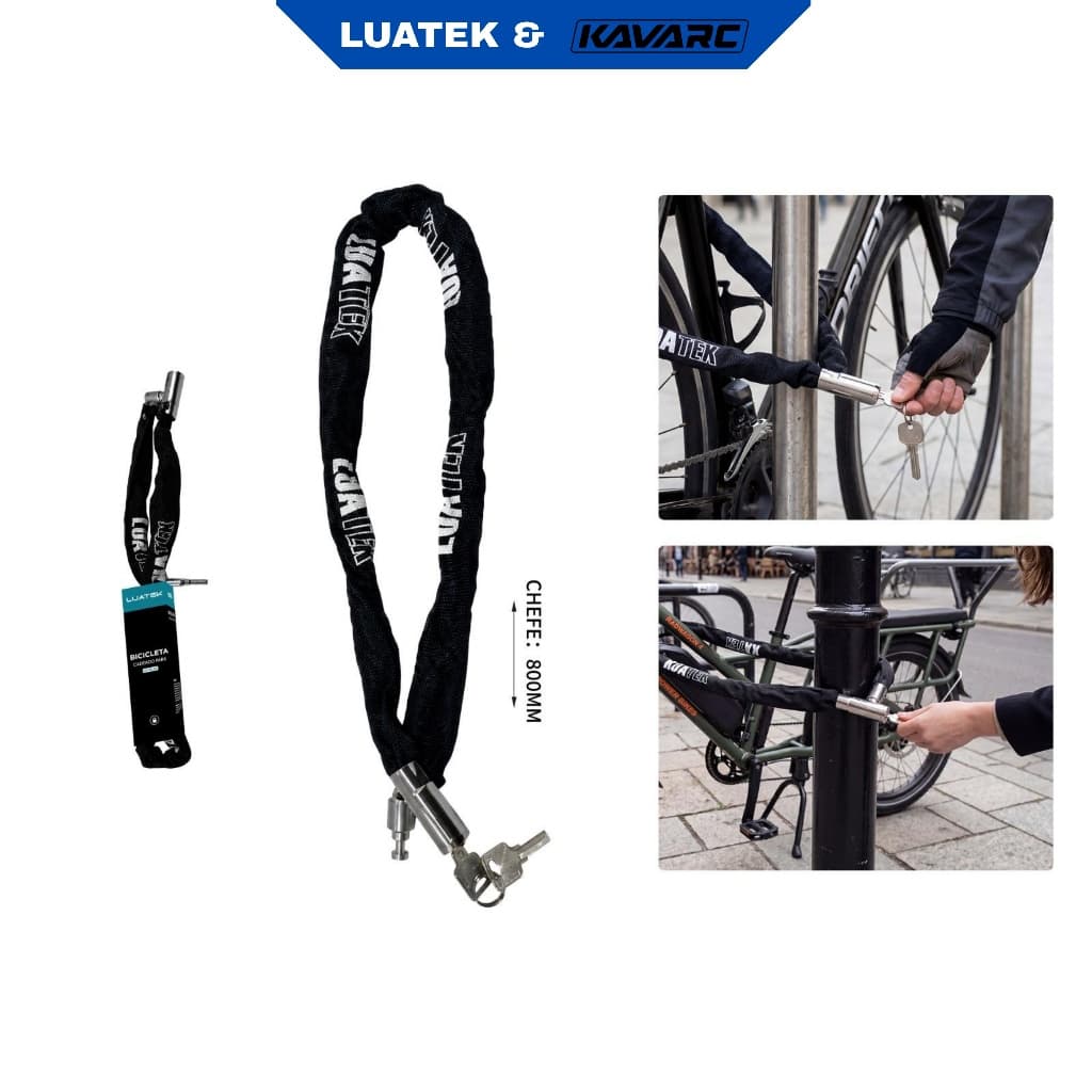 Trava Cabo De Aço Cadeado Segurança Bike Moto Espiral Anti-Roubo 800*5mm-LUATEK