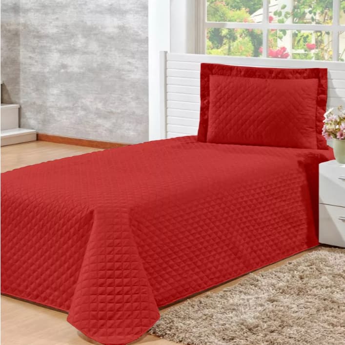 Kit Cobre Leito Solteiro Varias Cores 2 Peças Matelado Sem Costura Colcha De Cama Menino Juvenil