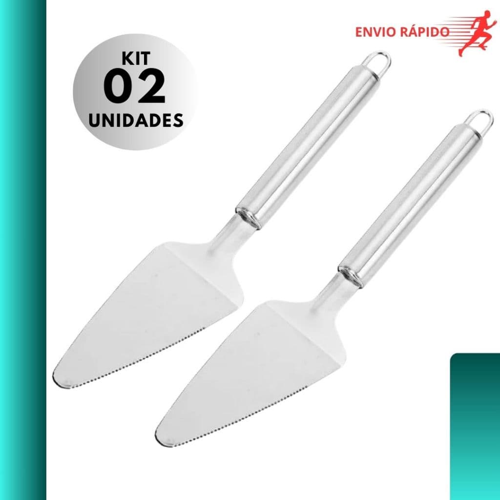 Kit 2 Espátula para Bolo Pães e Tortas para Cortar e Servir Sobremesas Inox