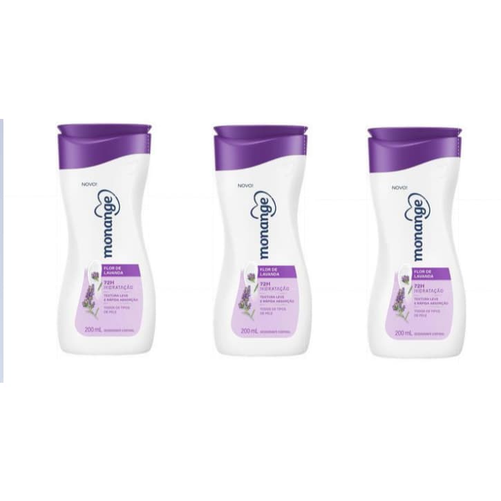 Kit c/3 Hidratante Monange Lavanda 200 ml