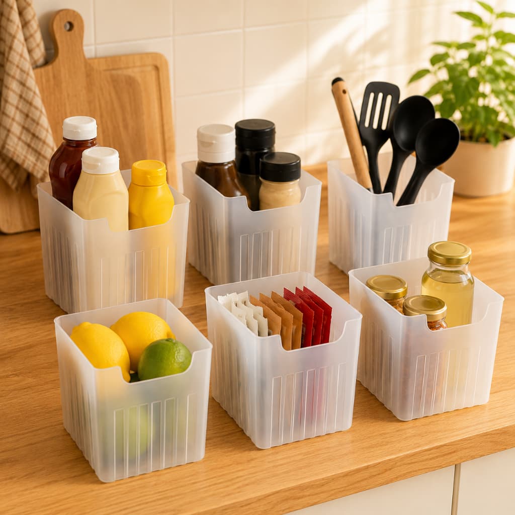 Kit 6 Organizadores de Porta de Geladeira Organizador Multiuso Plástico