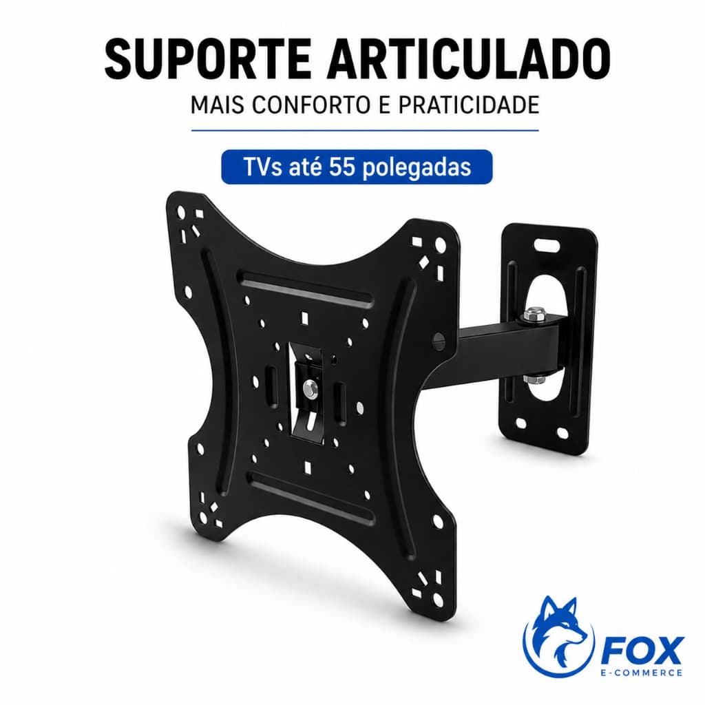 Suporte Articulado de Parede para Tv/Monitor Até 14" A 55" Polegadas De 25Kg