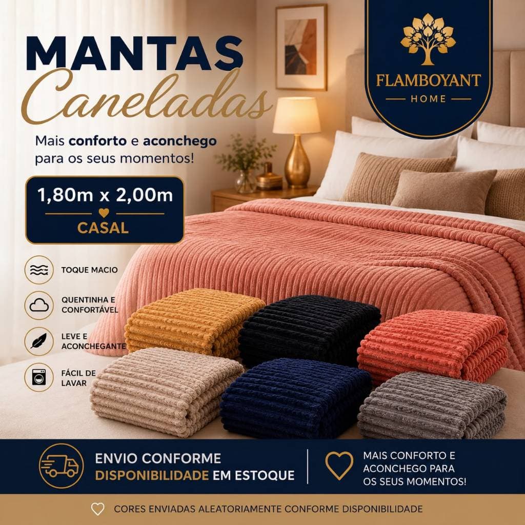 Manta Casal Canelada Confort 2,00 x 1,80 Varias Cores