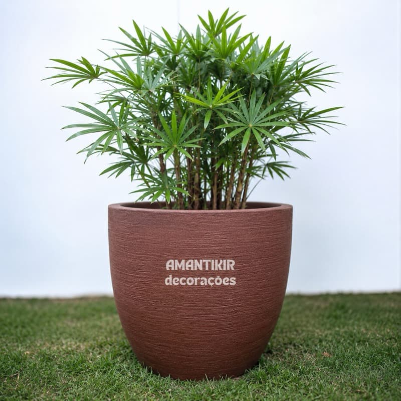 Vaso de Planta Decorativo Reciclável em Polietileno Moderno  Redondo Liso Tamanho G - Ref.  75