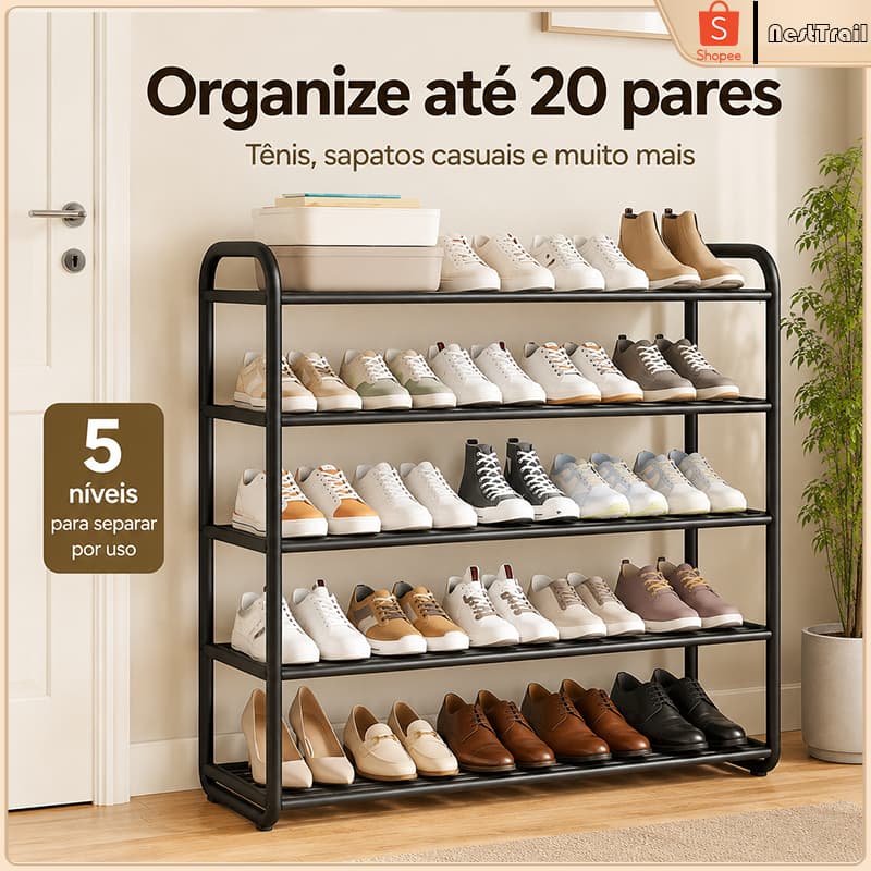 Shoe Rack 5 Tiers 20 Pairs Premium Shoe Rack Door Shoe Organizer Bedroom Shoe Rack