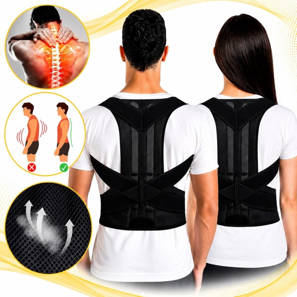 Colete Corretor Postura Feminino Masculino Alinhador Coluna Cervical
