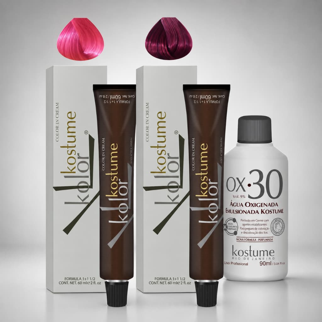 Kit Marsala Kostume Kolor Pink Neon + 8.26 + 1 OX 30 vol - 90ml