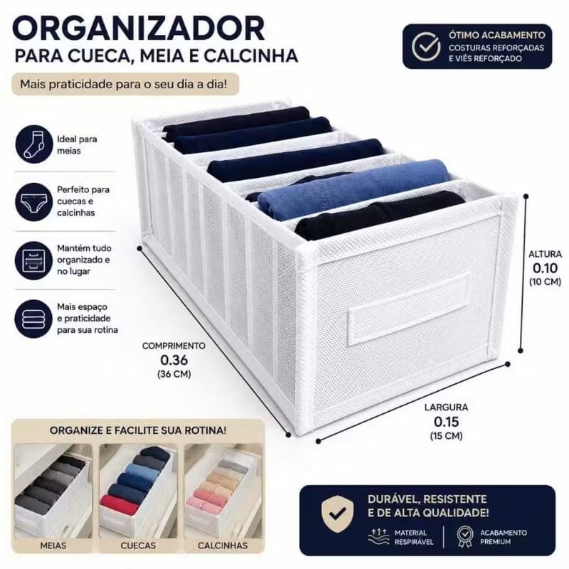 Kit 4 Colmeia Organizadora PP p/ Cuecas, Meias e Intimas