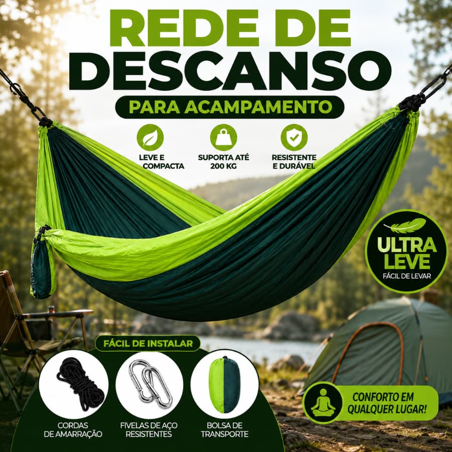 Rede De Descanso Dormir Casal Acampamento Lazer Nylon Rede Camping Resistente
