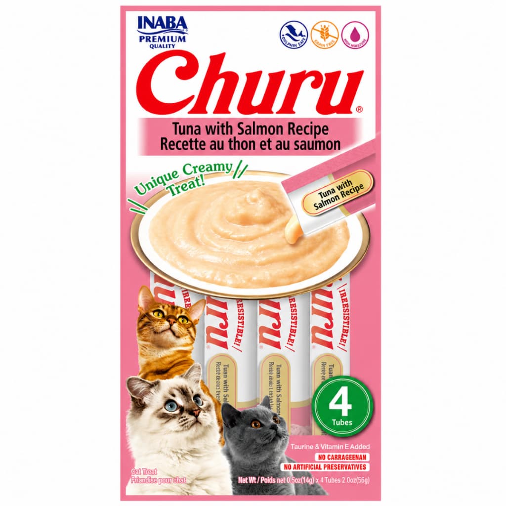 Churu Inaba Gatos Atum com Salmão – 4 Tubes (Petisco Cremoso)