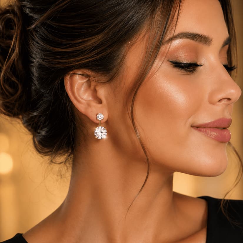 Brinco Virgínia Ponto de Luz Folheado a Ouro Feminino Zircônia 8mm 12mm Luxo