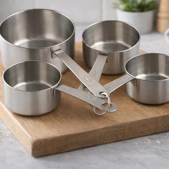 Kit Confeiteira Xícaras Medidoras Inox 4 Peças – Medidores de Ingredientes para Cozinha