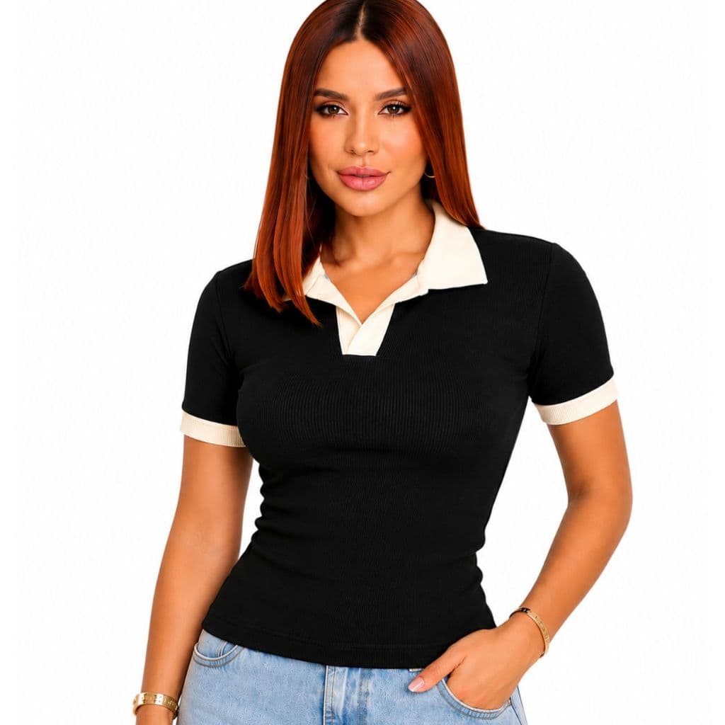 Blusa, Blusinha Feminina com composição camisa Social em Ribana Moda Evangélica Elegante