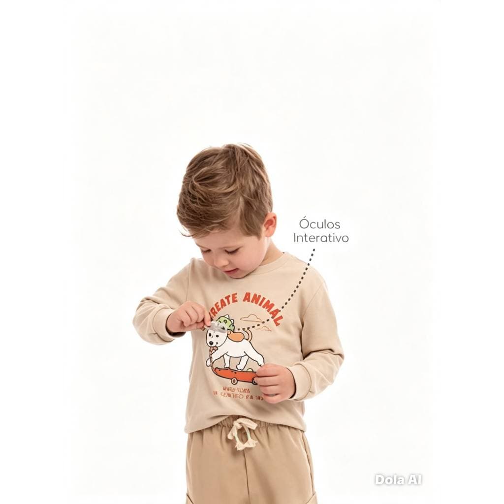 Camiseta Infantil 3D Interativa Cachorrinho Skate | Conforto e Diversão