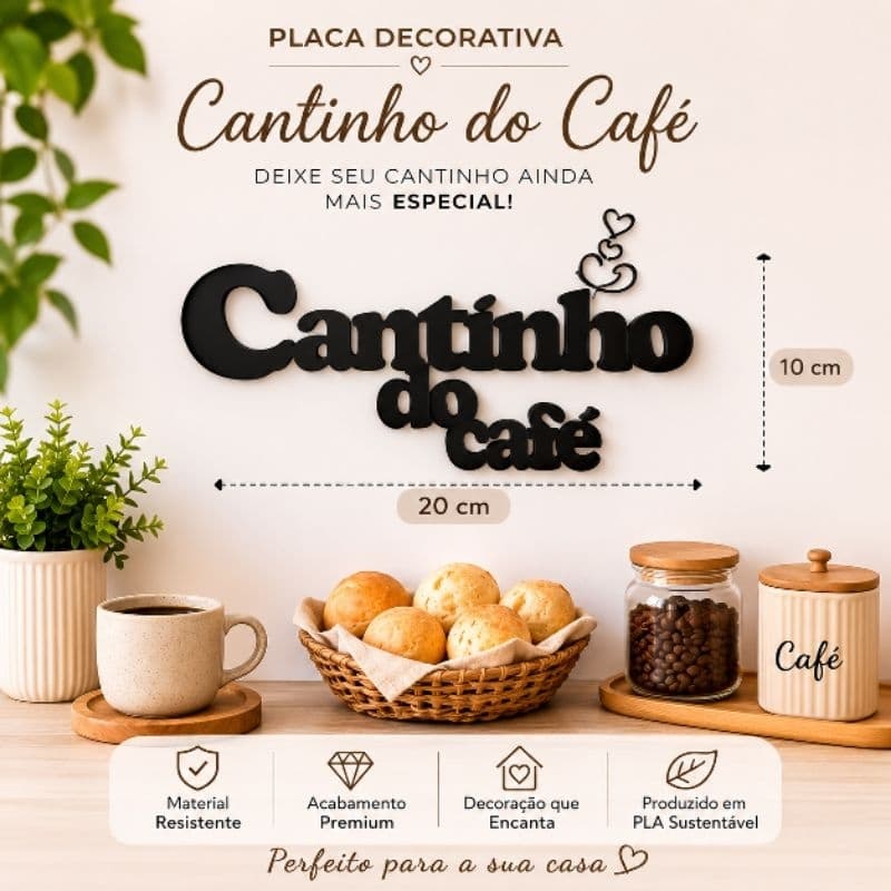 Placa decorativa cantinho do café, letreiro decorativo, cooffe
