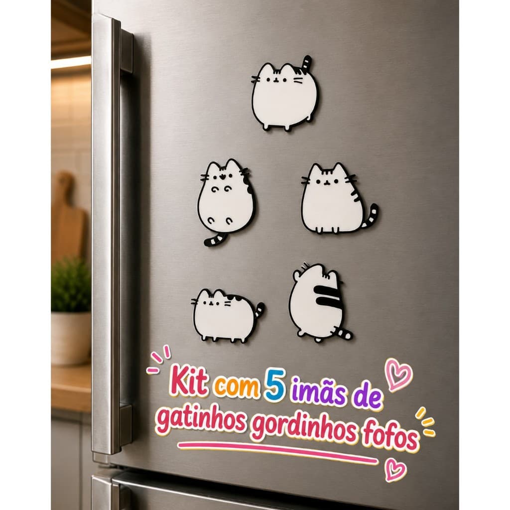 Imã de Geladeira  Gatos gordinhos com 5 gatos fofinhos ,para mãe de pet, presentes, decoração