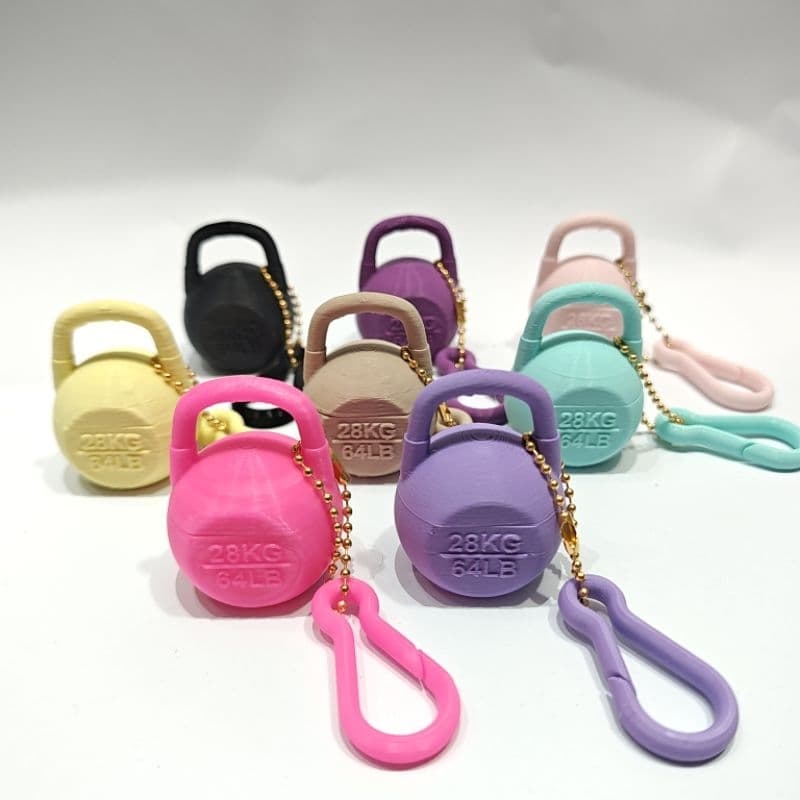 Chaveiro + mosquetão Mini Kettlebell Porta Suplemento rosqueável Creatina Whey Academia Porta comprimidos