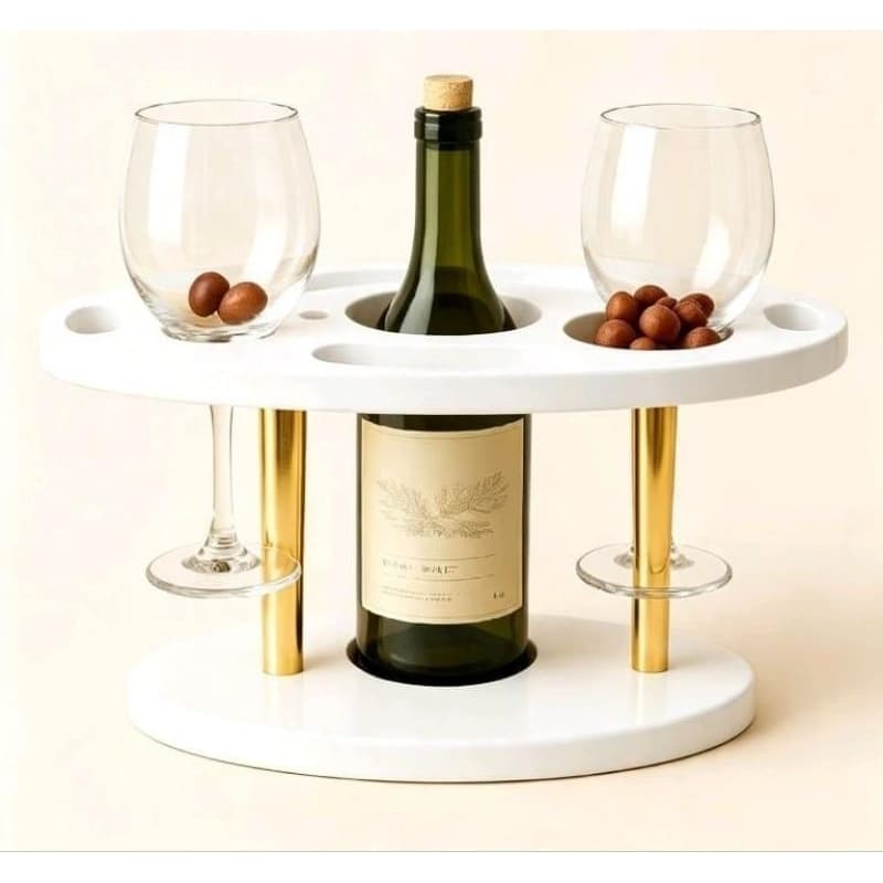 suporte porta vinho e taça com petisqueira!