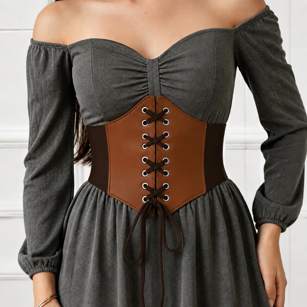 Corset Underbust Modelador de Cintura em Couro Sintético Gótico do P ao Plus Size