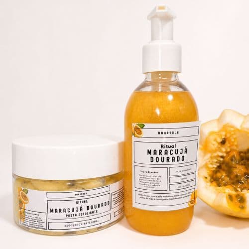 Kit Maracujá Dourado Nmarsala | Esfoliante Corporal + Óleo Hidratante | Spa em Casa | Hidratação e Pele Perfumada