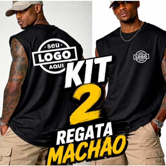 Kit 2 Regata Camiseta regatas masculina estilo streetwear, personalizada com sua foto ou arte, 100% algodão.