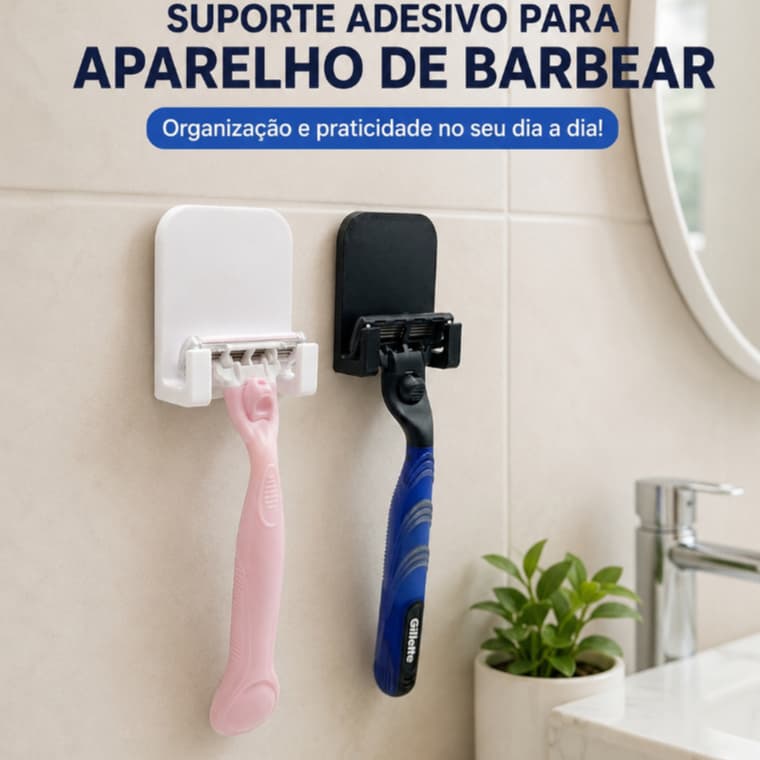 Suporte Universal Porta Aparelho de Barbear Com fita Dupla Face para Parede Sem furos Organizador de banheiro e Gilette
