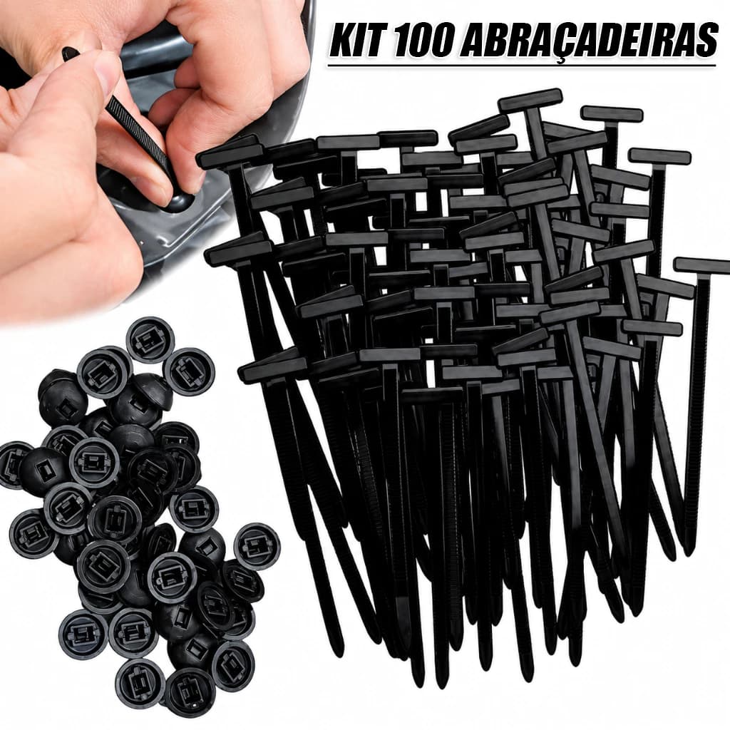 Kit 10/ 20/ 50/ 100 Presilhas Abraçadeiras Nylon Auto Travante Universal