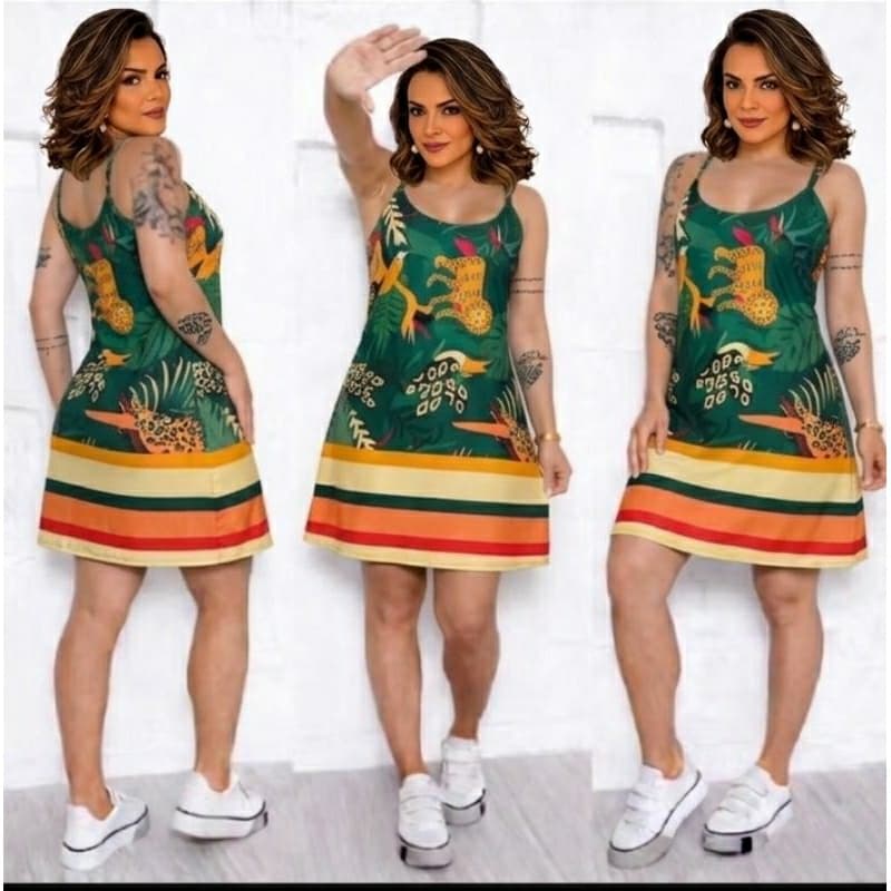 Vestido curto verão , estampado casual Tam P