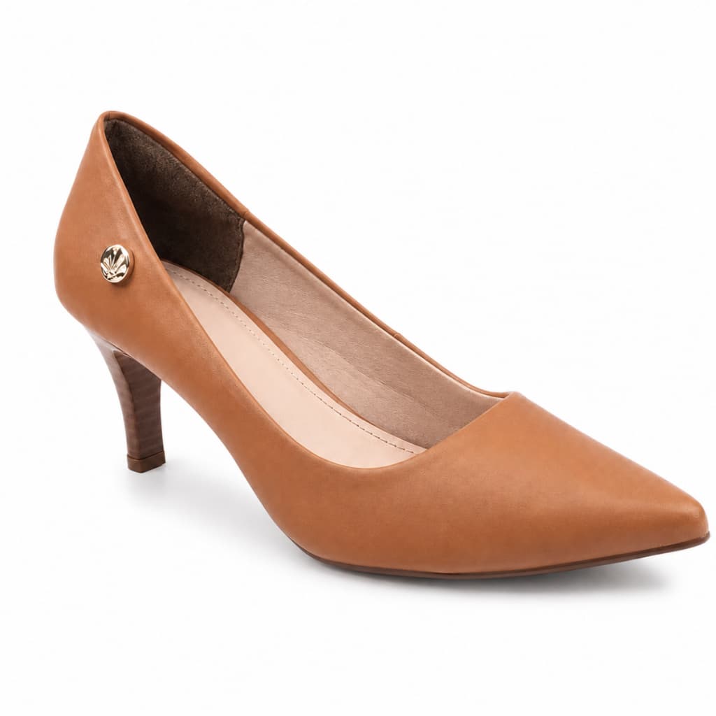Scarpin Feminino Caramelo Bico Fino Salto Baixo 6,5cm Confortável Moderno Fashion Tendência Moda