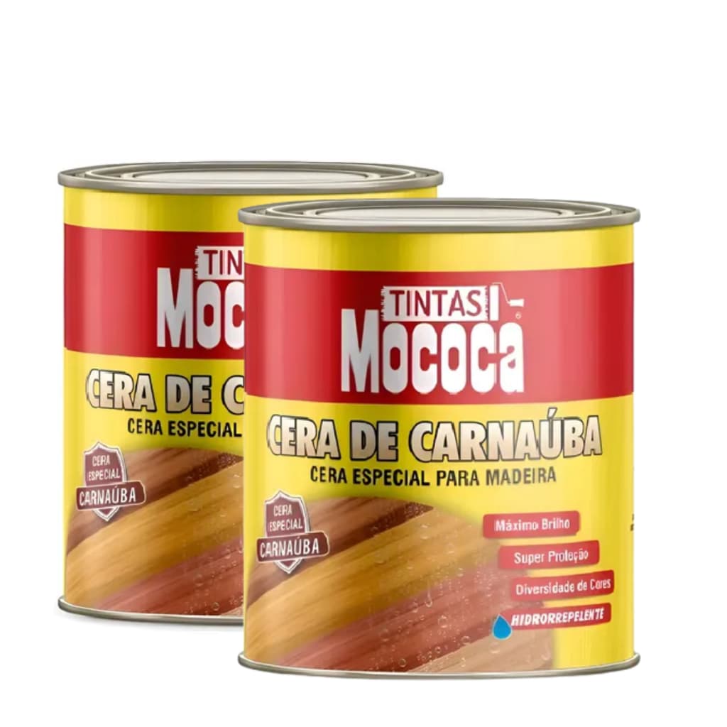 Kit 2  Ceras de Carnaúba para Madeira Tintas Mococa 900ML – Proteção, Brilho e Hidrorrepelência