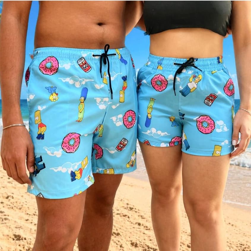 Kit Casal short  Praia Conjunto mozão Praia Combinadinho  Tactel Verão piscina praia lazer namorados